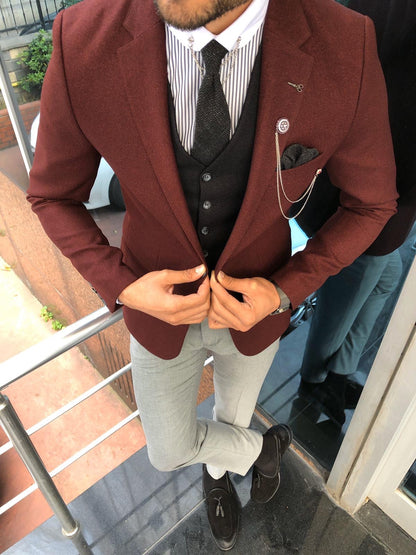 Clark Burgundy Slim Fit Suit