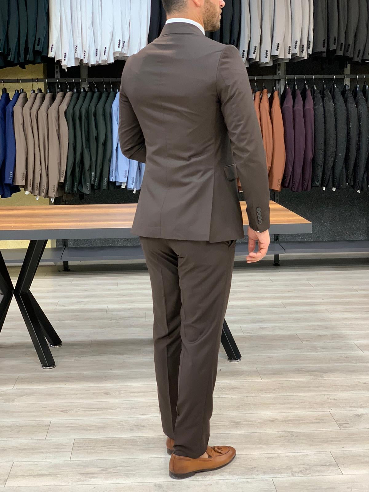 Eros Coffee Slim Fit Wool Suit