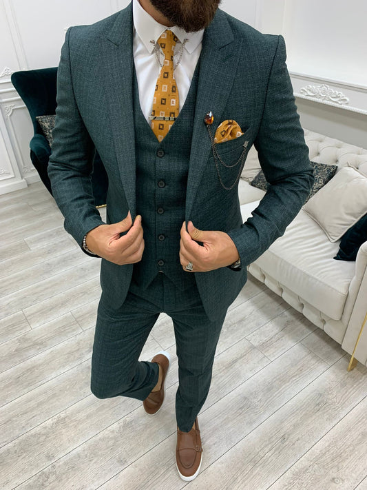 Owen Green Slim Fit Peak Lapel Suit