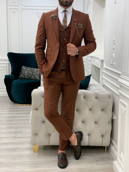 Lance Brown Slim Fit Suit