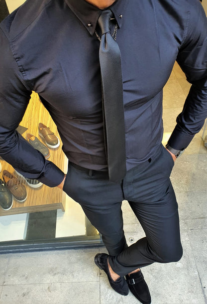 Stefano Black Slim Fit Shirt – BRABION