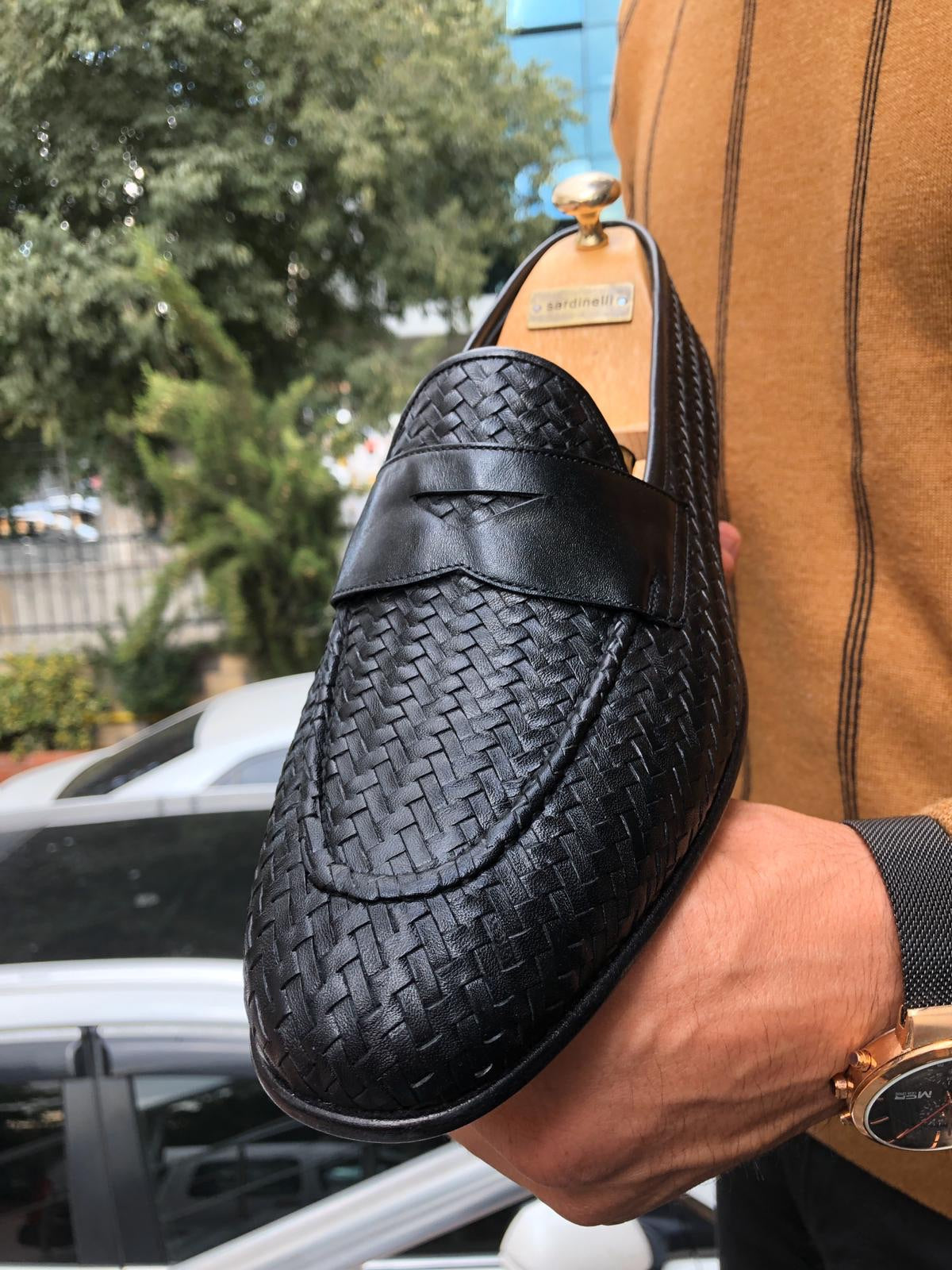 Aqua Black Woven Loafer