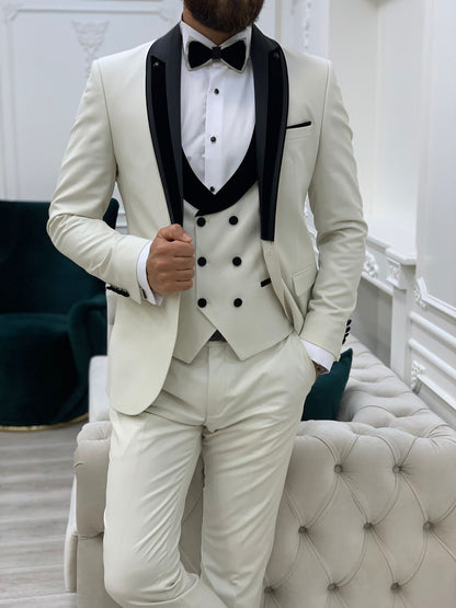 Ventura White Slim Fit Shawl Lapel Tuxedo