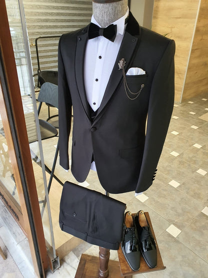 Montreal Black Slim Fit Notch Lapel Tuxedo