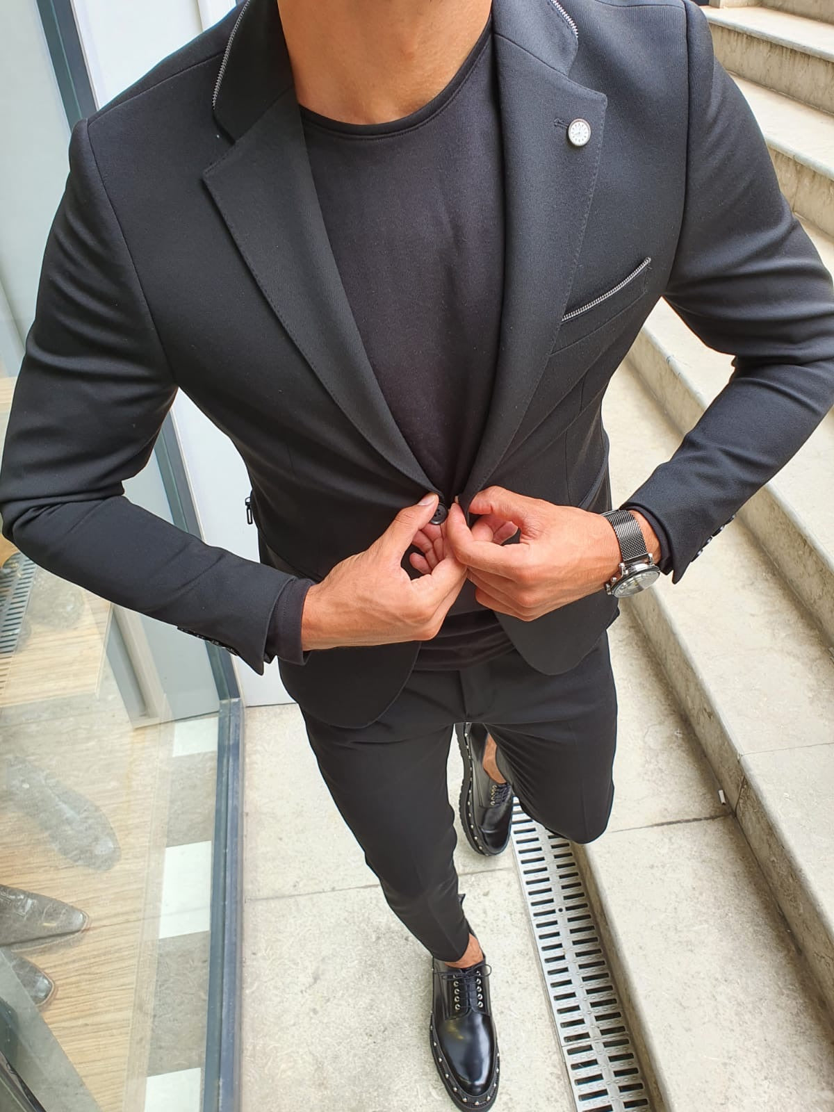 Mobile Black Slim Fit Suit