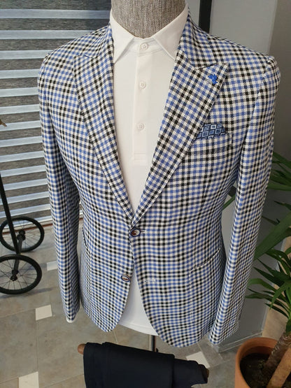 Napoli Sax Slim Fit Plaid Suit