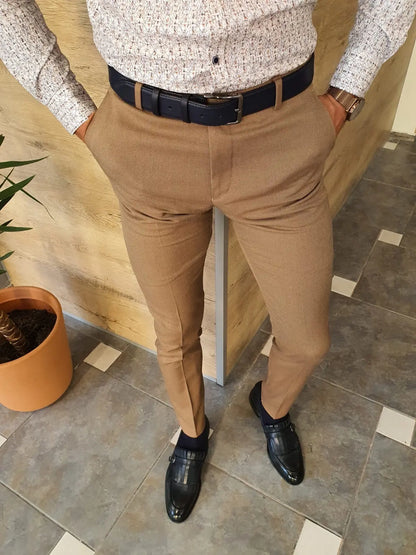 Torino Brown Slim Fit Pants - Perfect for Casual and Formal Events BRABION Torino Brown Slim Fit Pants - Perfect for Casual and Formal Events BRABION