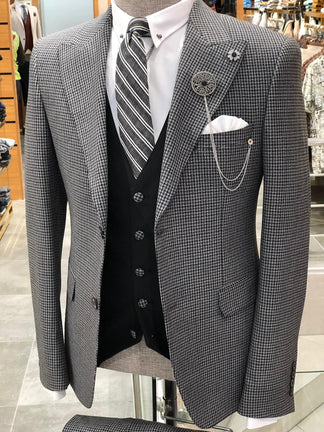 Daniel Gray Slim-Fit Patterned Suit – BRABION