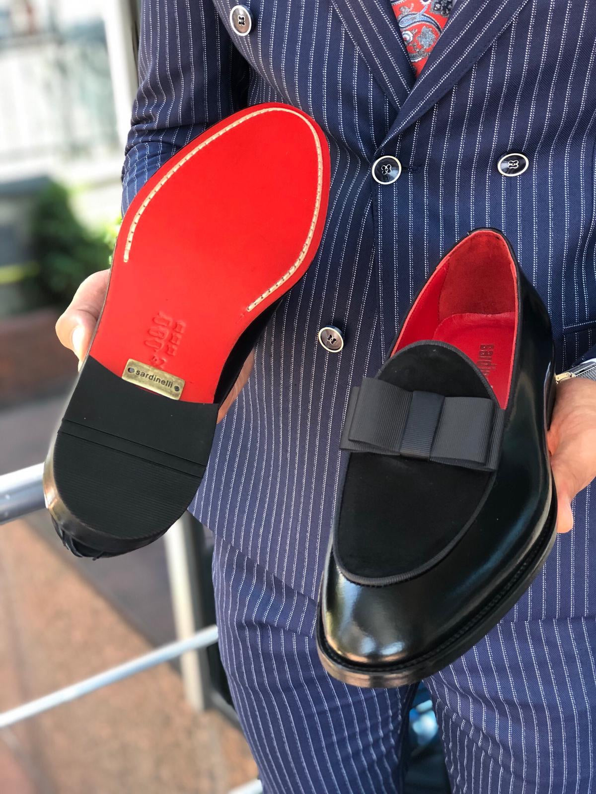 Polished Leather Sardinelli Loafers With Silk Bow