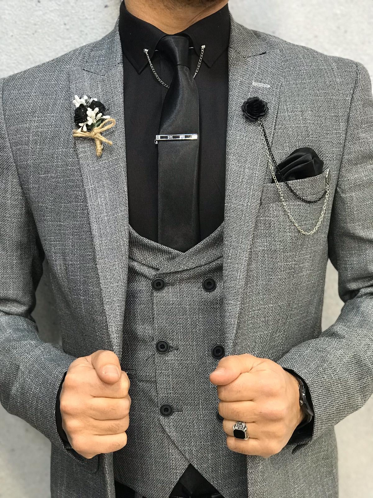 Wanker Gray Slim Fit Wool Suit