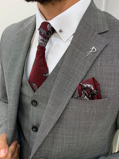 York Gray Slim Fit Notch Lapel Suit