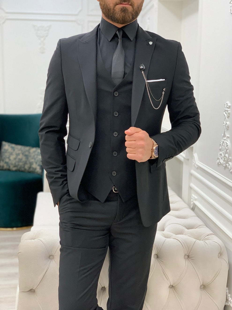 Lance Black Slim Fit Suit – BRABION
