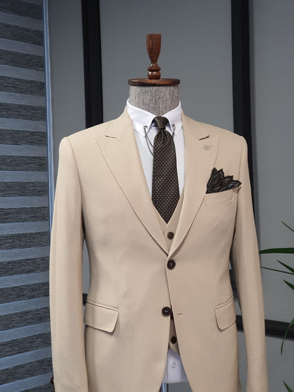 Bristol Beige Slim Fit Cotton Suit