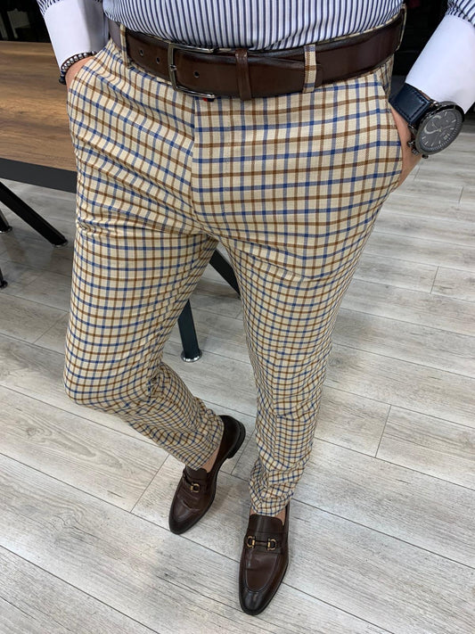 Livonia Cream Plaid Slim Pants