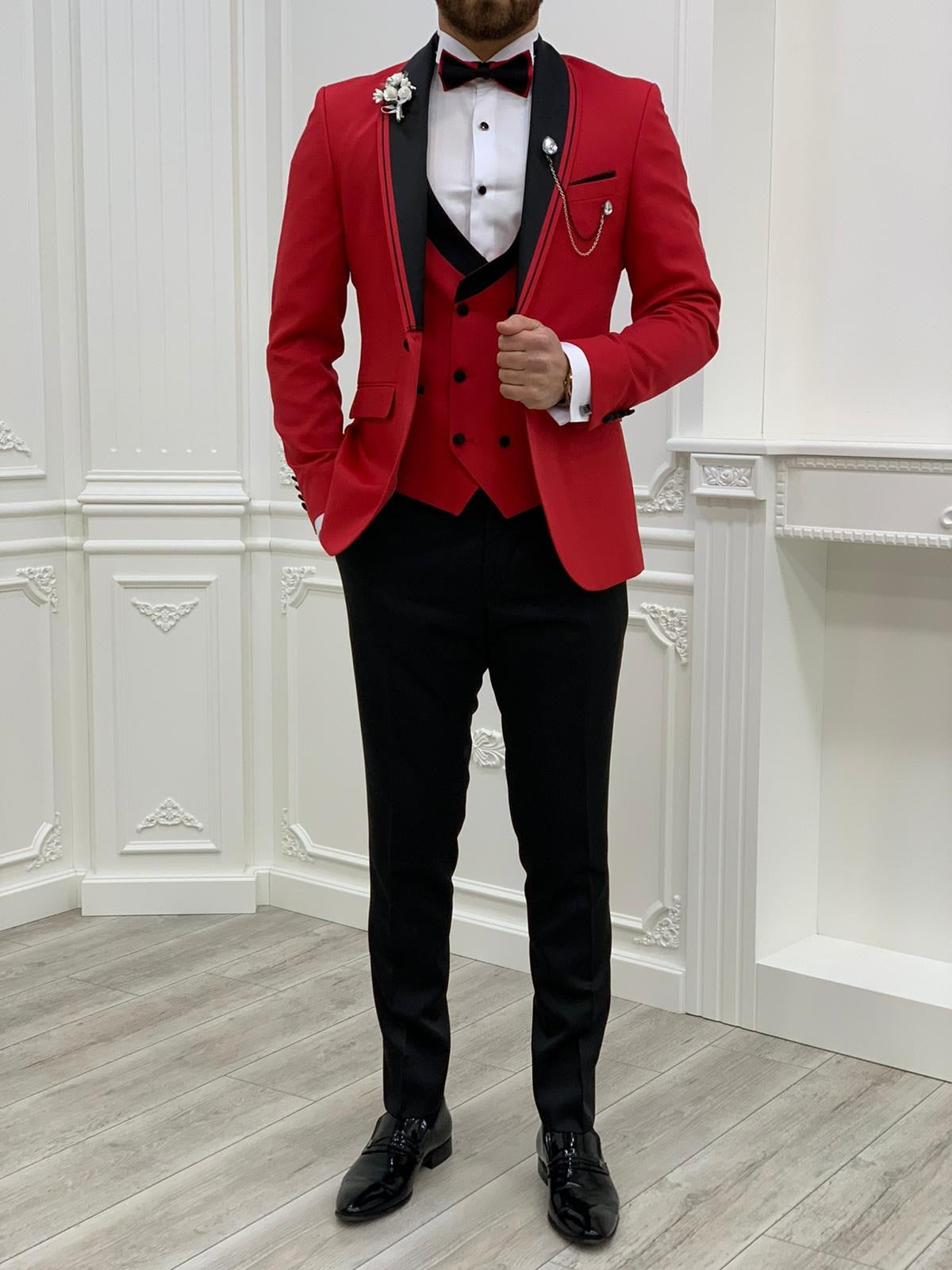 Napoli Red Slim Fit Shawl Lapel Tuxedo