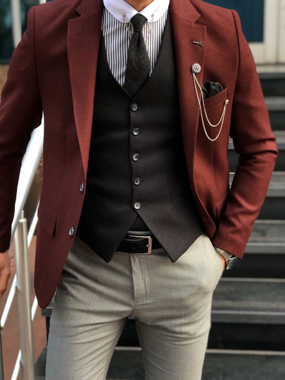 Clark Burgundy Slim Fit Suit