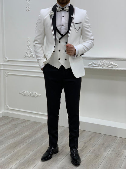 Napoli White Slim Fit Shawl Lapel Tuxedo