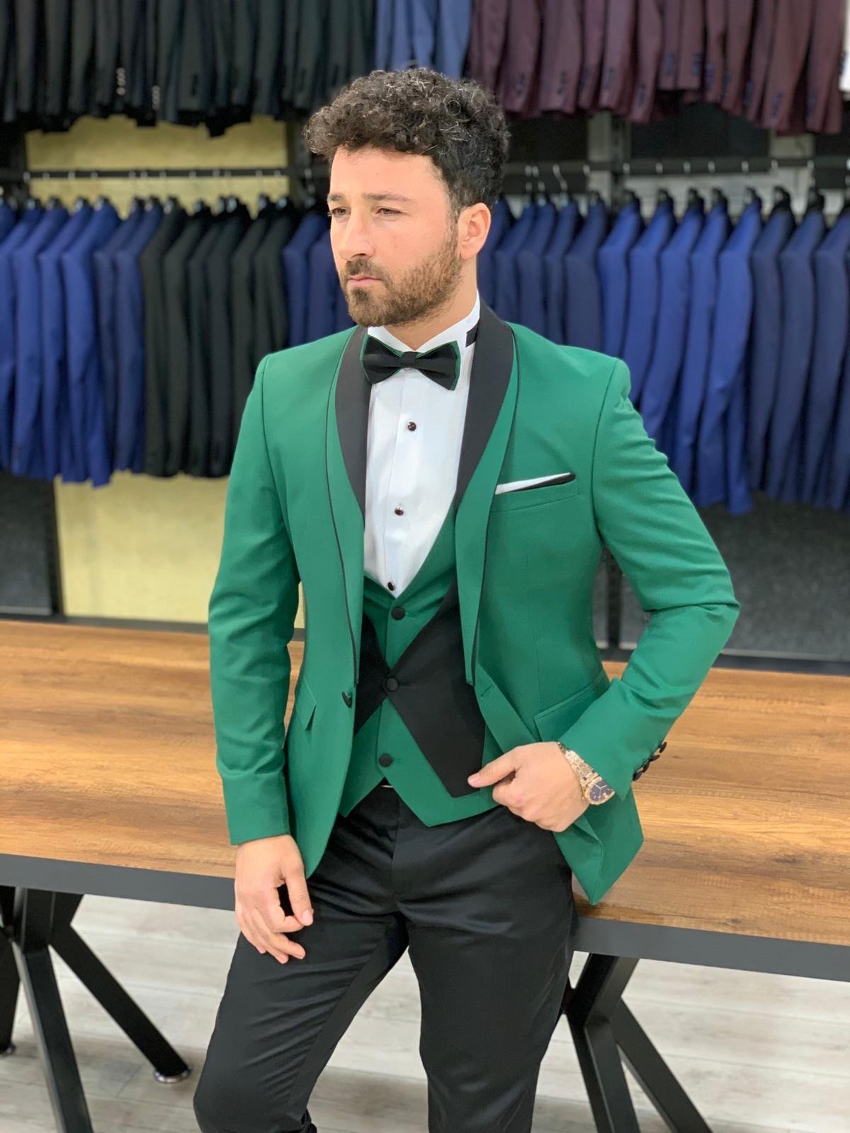 Forenza Royal Slim Fit Green Tuxedo