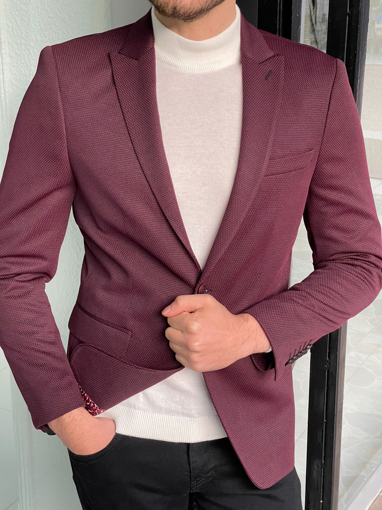 Burgundy wool clearance blazer