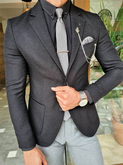 Henderson Jet Black Slim Fit Suit