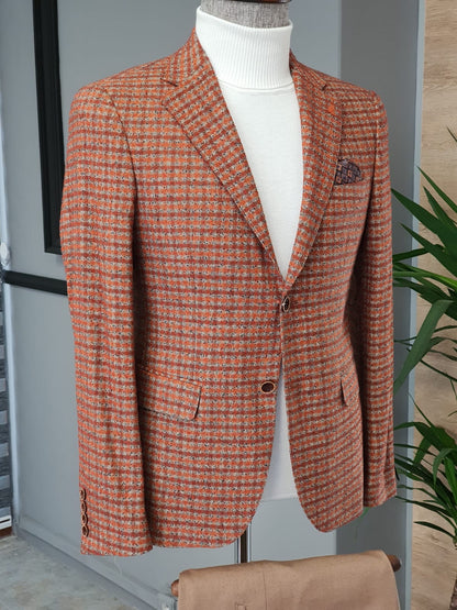 Napoli Tile Slim Fit Plaid Wool Suit