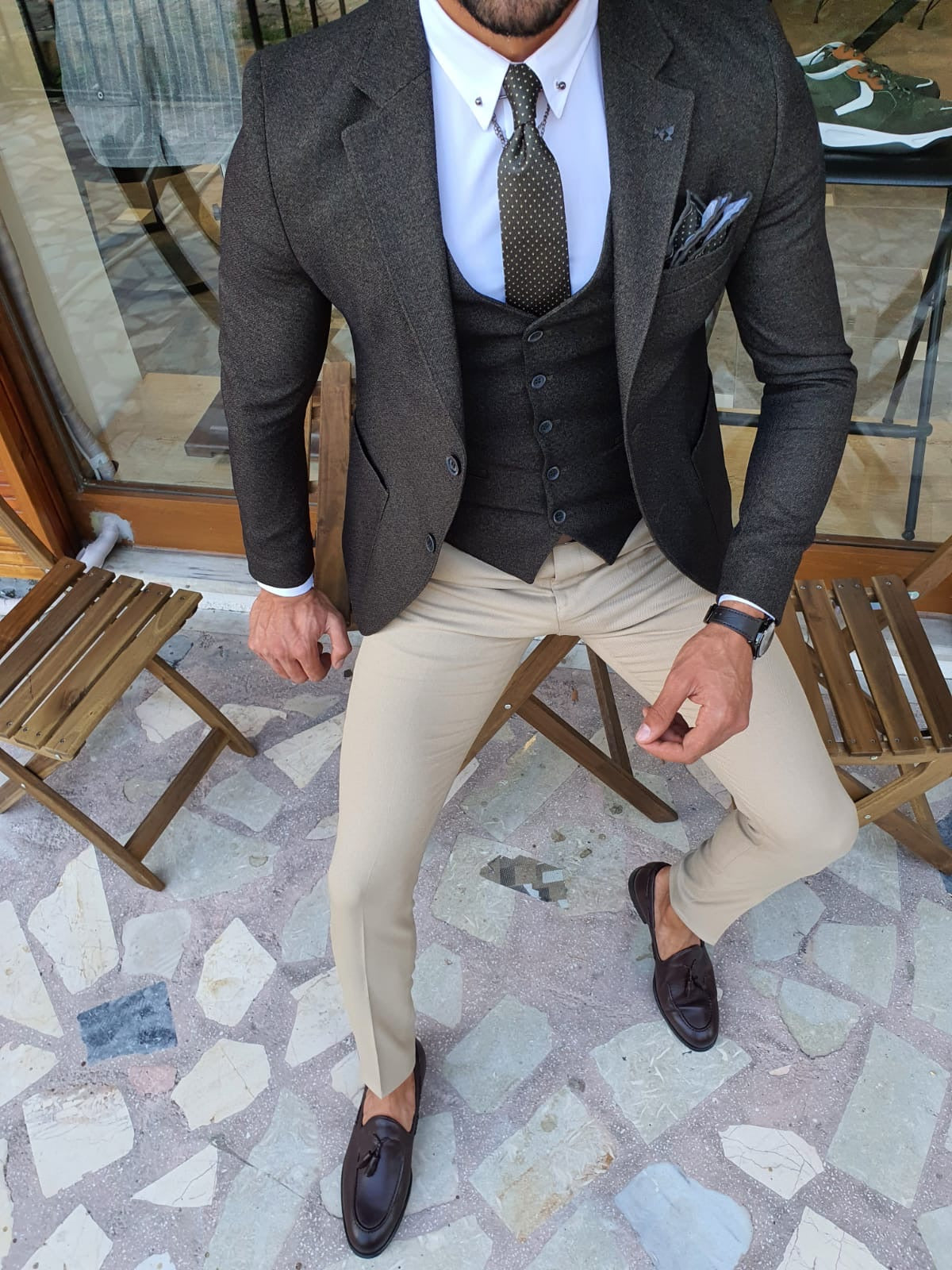 Henderson Khaki Slim Fit Suit