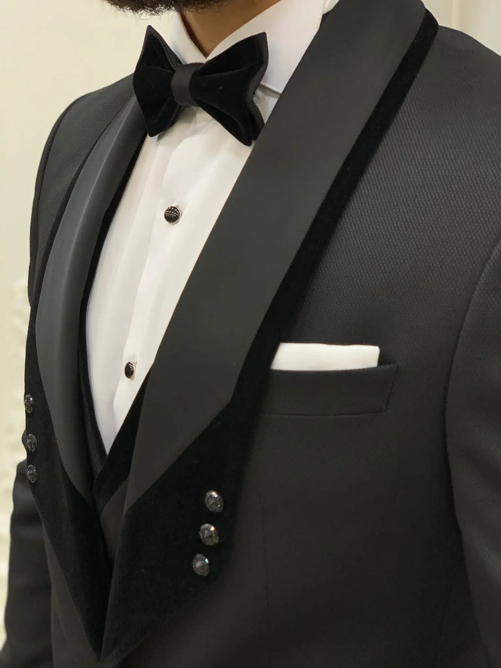Slim Fit 2 Piece Velvet Tuxedo (Black) T-SV