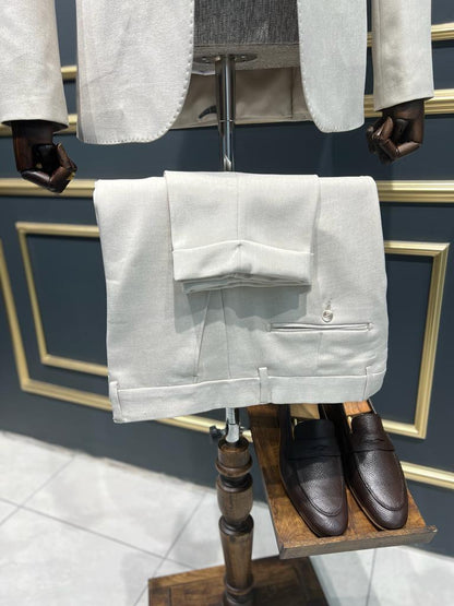 Bensen Slim Fit Double Pocket Beige Detailed Suit