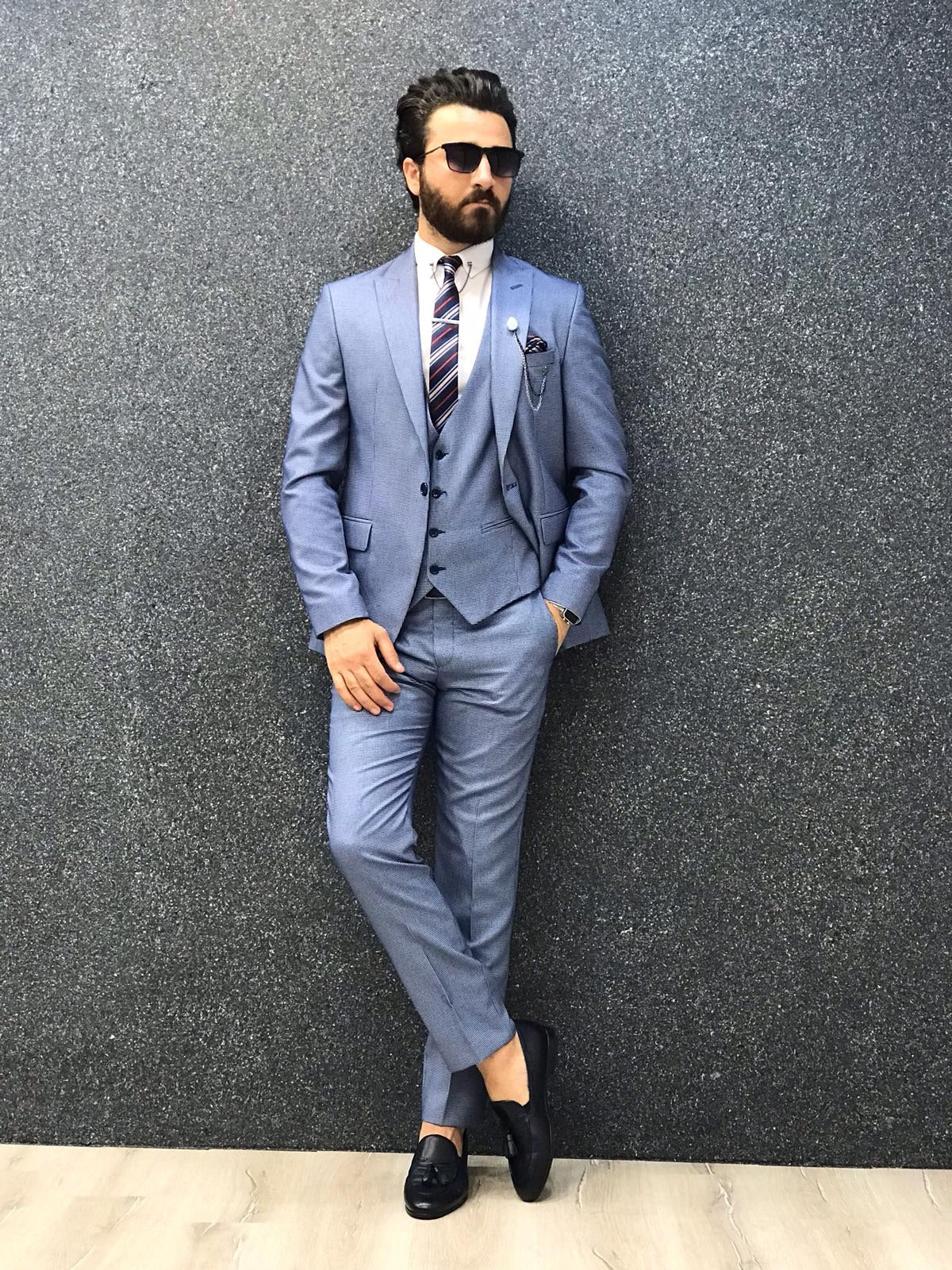 Bernard Ice Blue Slim Suit