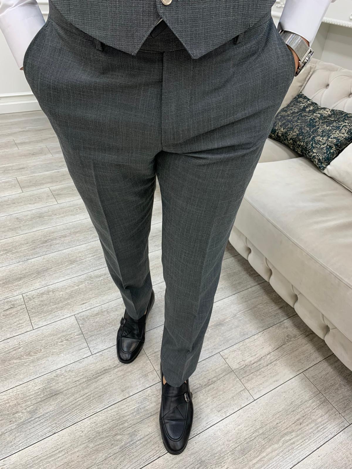 Nile Gray Slim Fit Peak Lapel Suit
