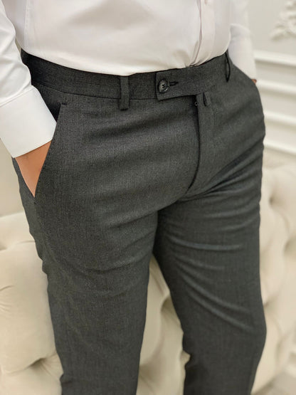 Grey Italian Style Slim Fit Trousers – BRABION