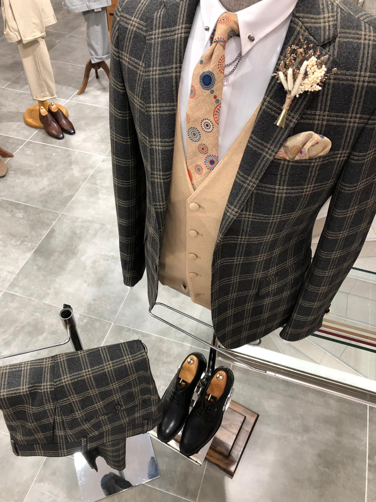 Daniel Black Plaid Patterned Suit