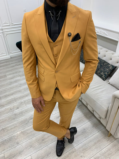 Wilson Mustard Slim Fit Peak Lapel Suit