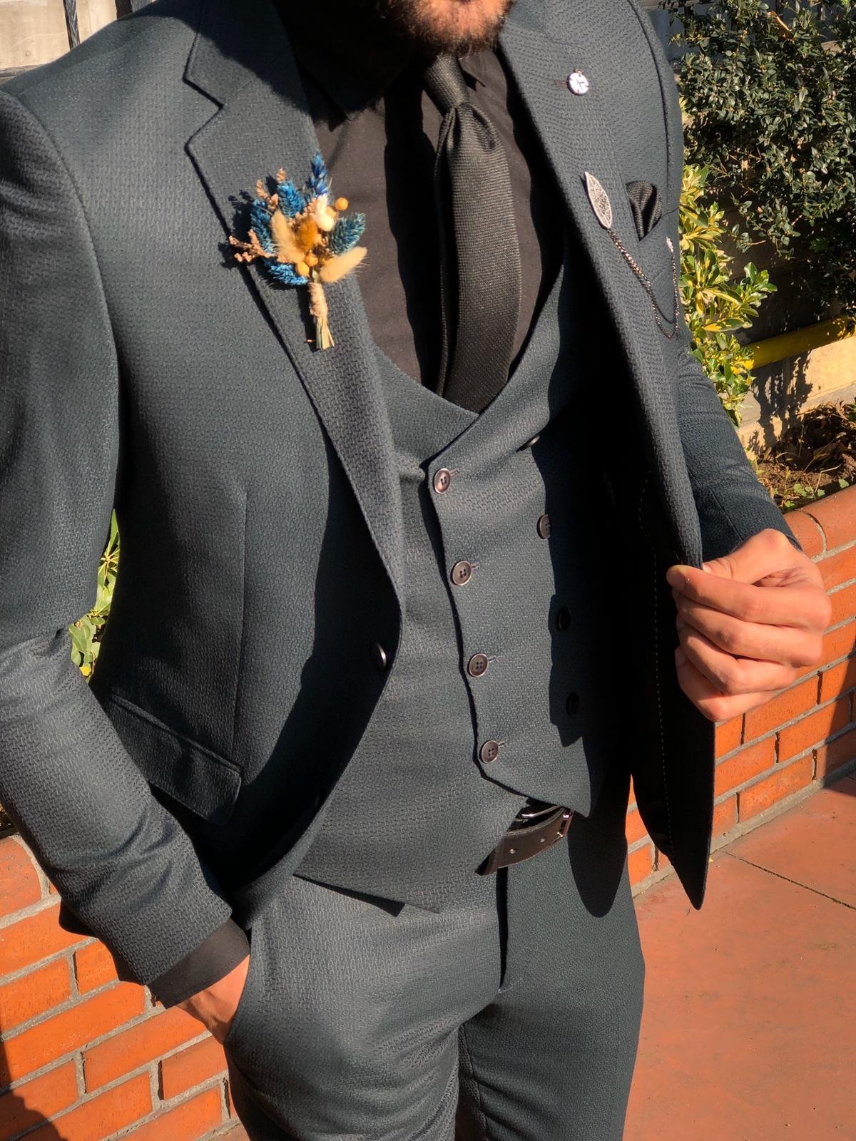 Tommy Slim-Fit Patterned Suit Vest Gray
