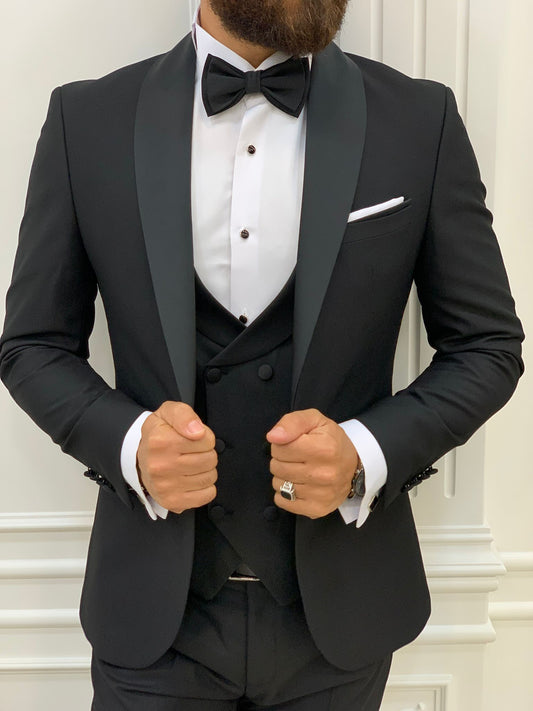 Lazio Black Slim Fit Shawl Lapel Tuxedo