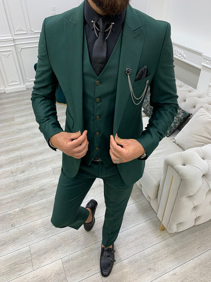Wilson Green Slim Fit Peak Lapel Suit