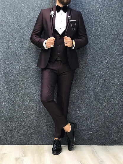 Acacia Claret Red Slim Fit Tuxedo