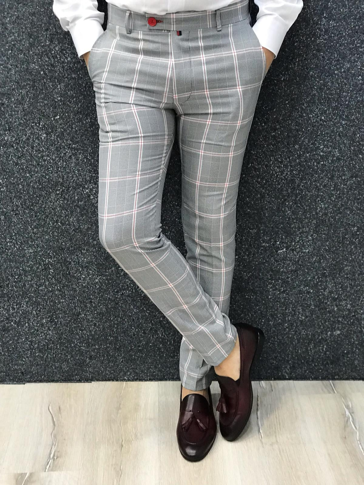 Kingston Gray Plaid Slim Pants