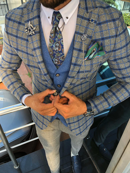 Paul Sax Plaid Slim Fit Suit