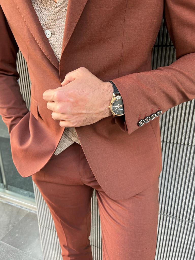 Bensen Slim Fit Beige Combo Suit