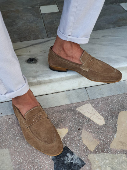 Jackson Beige Suede Penny Loafers