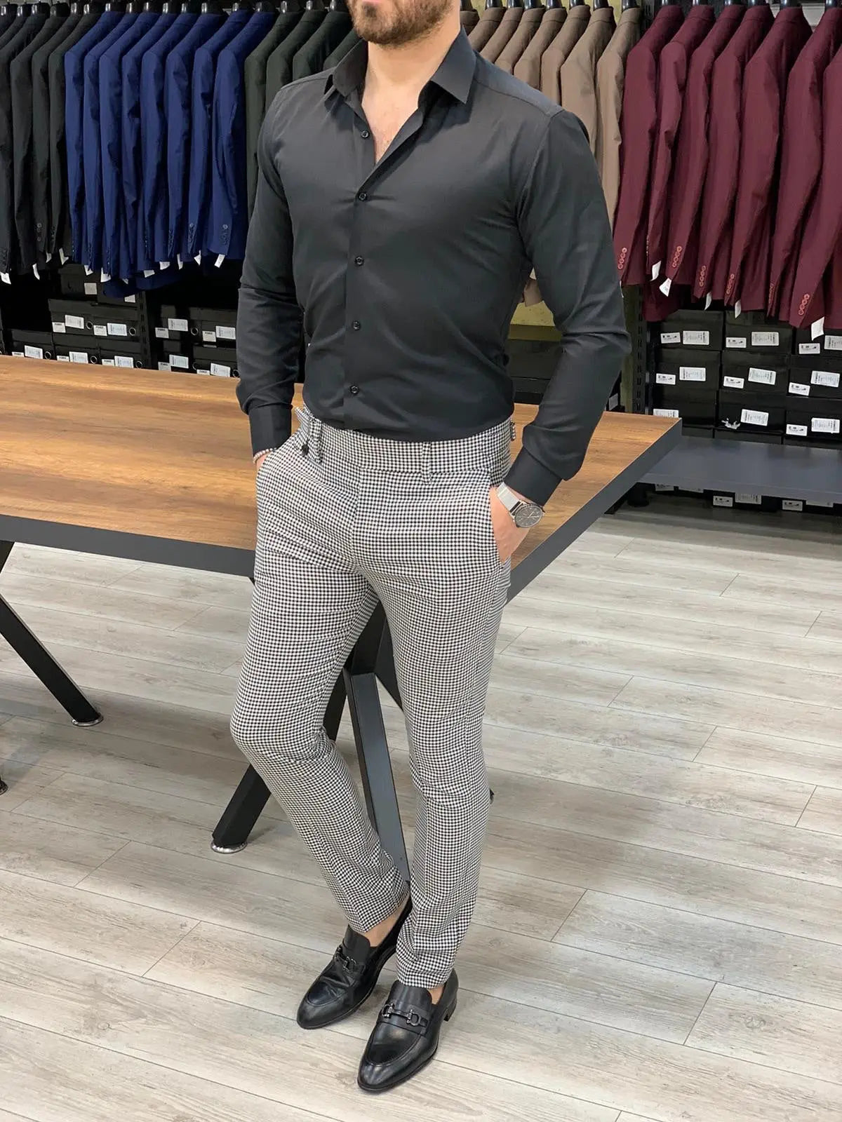 Jake Black Slim Fit Shirt - Perfect for Business, Formal, and Casual Wear BRABION Jake Black Slim Fit Shirt - Perfect for Business, Formal, and Casual Wear BRABION