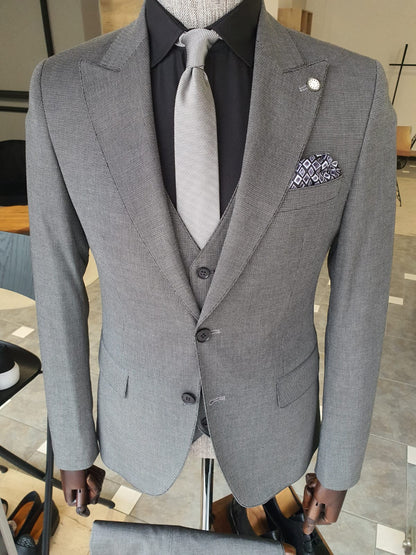 Acacia Gray Slim Fit Peak Lapel Suit