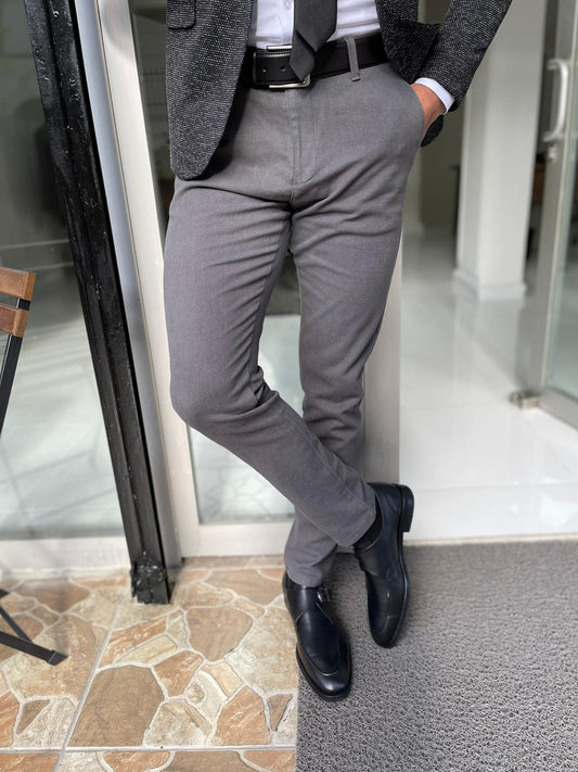 Oslo Gray Slim Fit Cotton Lycra Pants