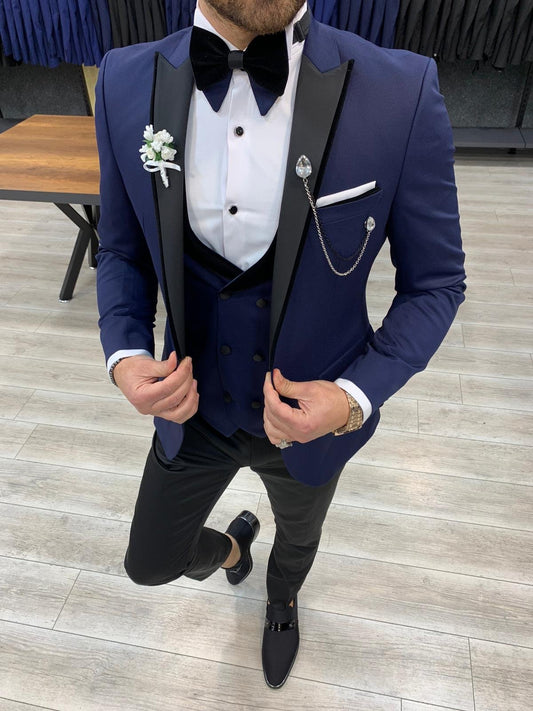 Forenza Royal Slim Fit Navy Blue Tuxedo