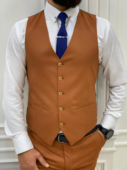Barrua Tile Slim Fit Peak Lapel Striped Suit