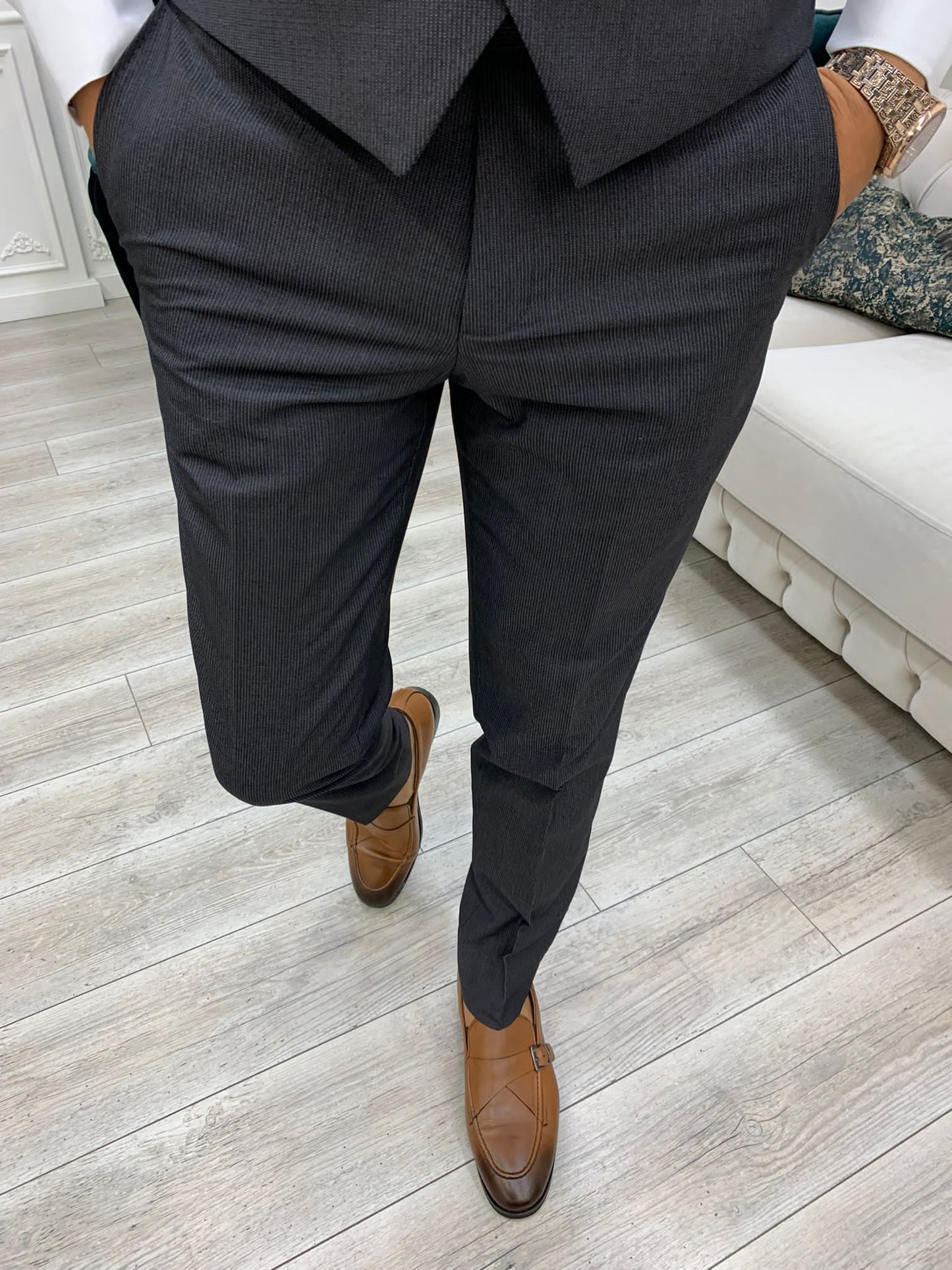 Austin Black Slim Fit Peak Lapel Suit
