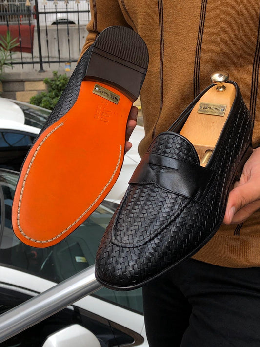 Aqua Black Woven Loafer