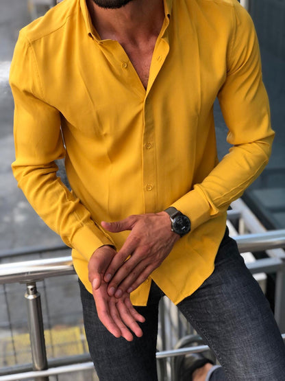 Yellow Buttoned Slim Fit Shirt