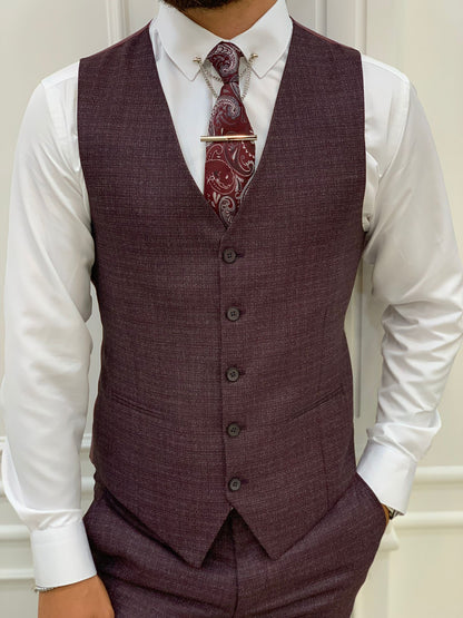 Owen Burgundy Slim Fit Peak Lapel Suit